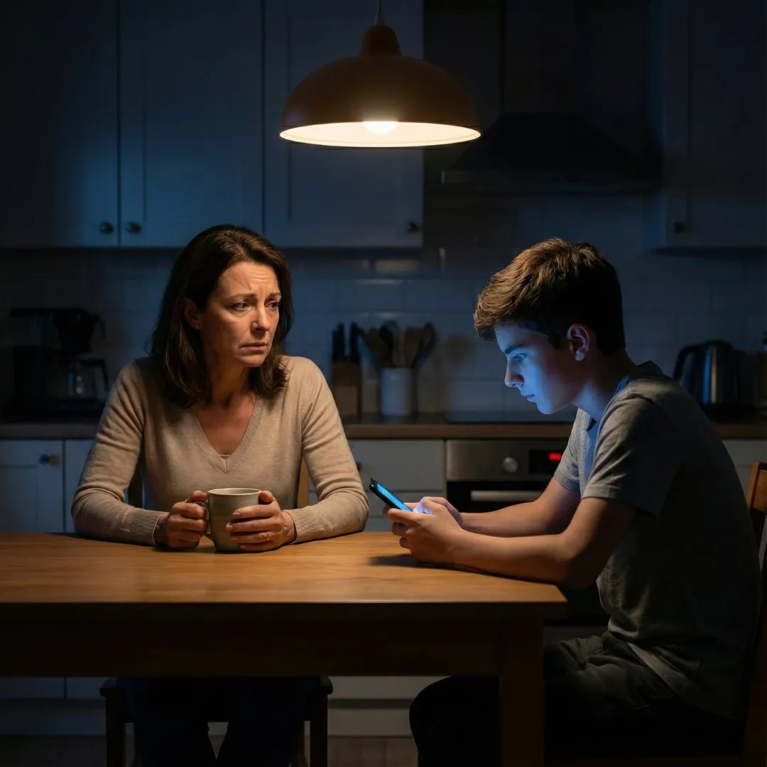 Madre e figlio al tavolo